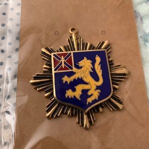 Heraldic Lion Rampant Enamel Pendant Double Layer